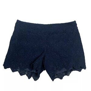 Elevenses Black Lace Shorts Size US 2 Scalloped Hem Dressy Zip Anthropologie